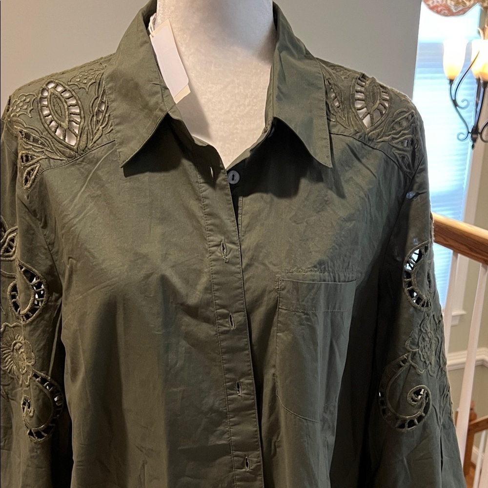 Sundance Olive Sonda Lace Shirt/Blouse/Dress with liner, NWT, Large - Picture 4 of 6